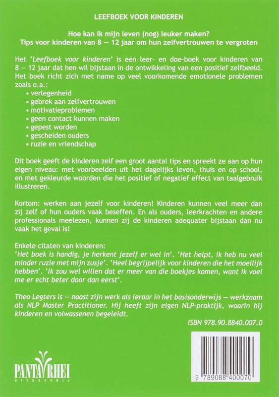 Achterkant van Leefboek voor kinderen