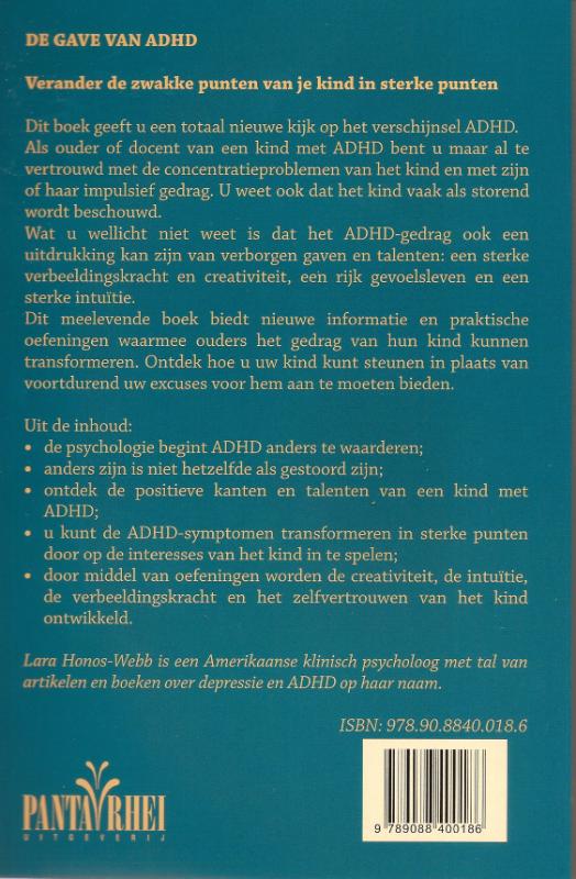 Achterkant van De gave van ADHD
