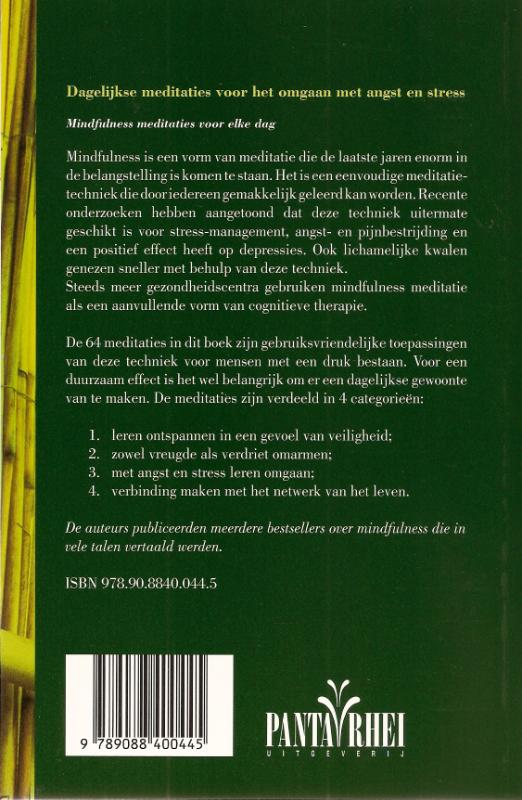Achterkant van Dagelijkse meditaties voor het omgaan met angst en stress
