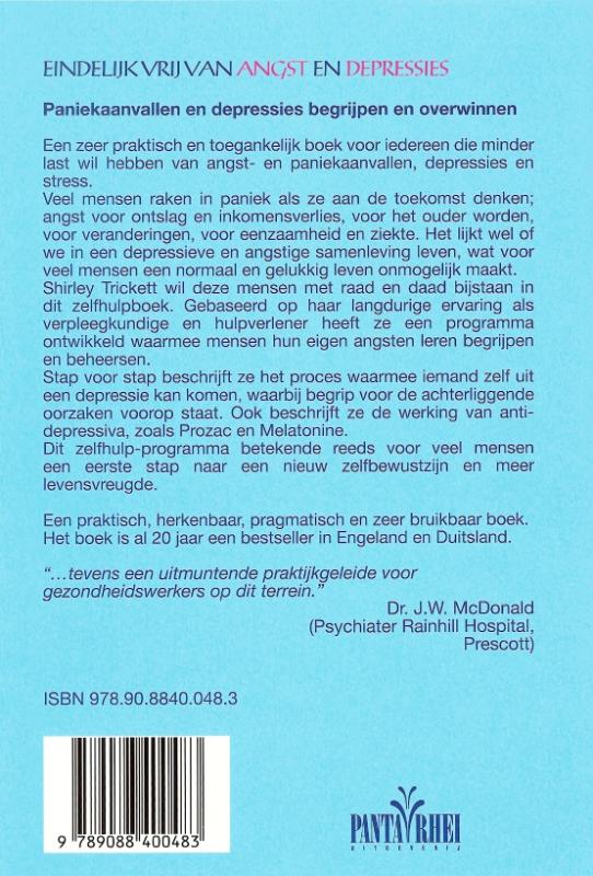 Achterkant van Eindelijk vrij van angst en depressies