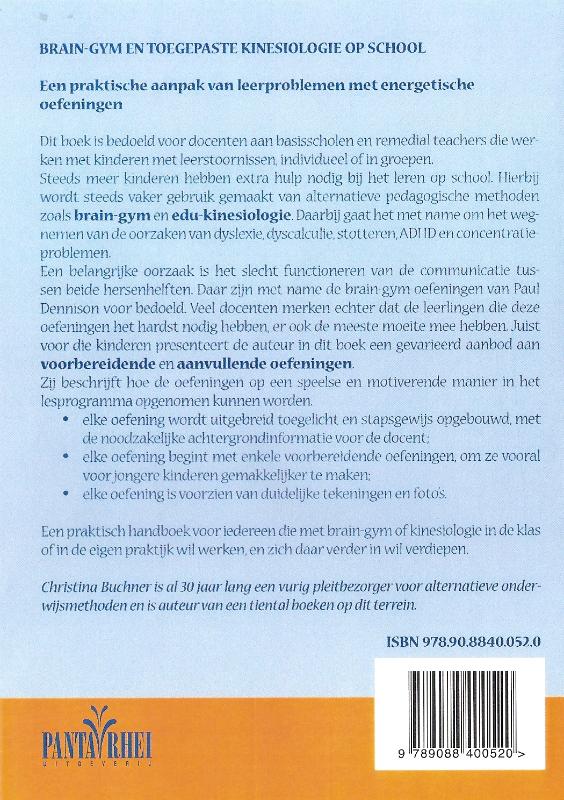 Achterkant van Brain-gym en toegepaste kinesiologie op school