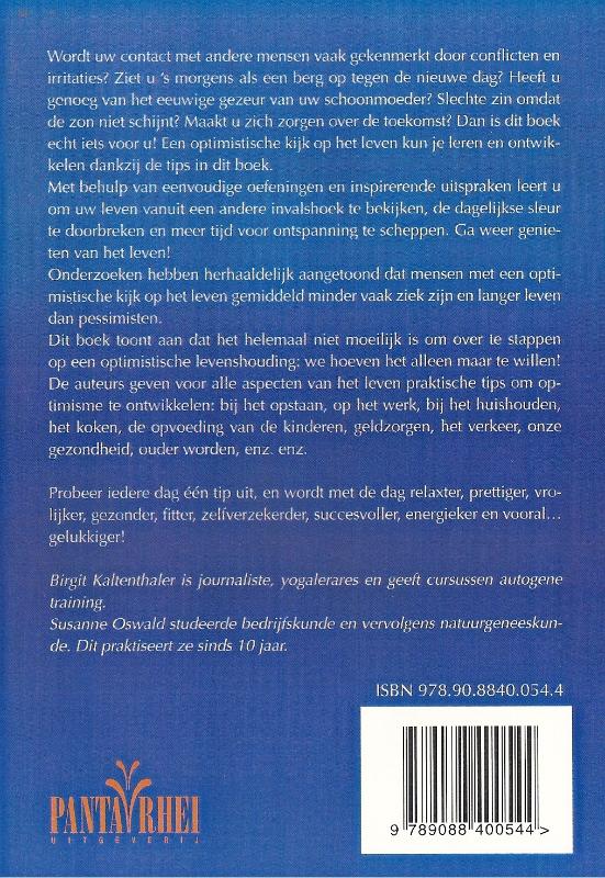 Achterkant van Optimisme voor beginners