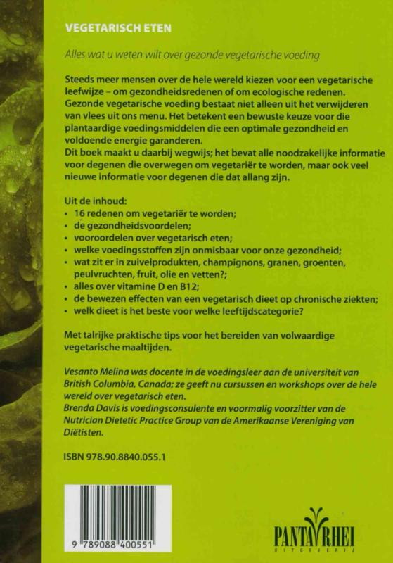 Achterkant van Vegetarisch eten