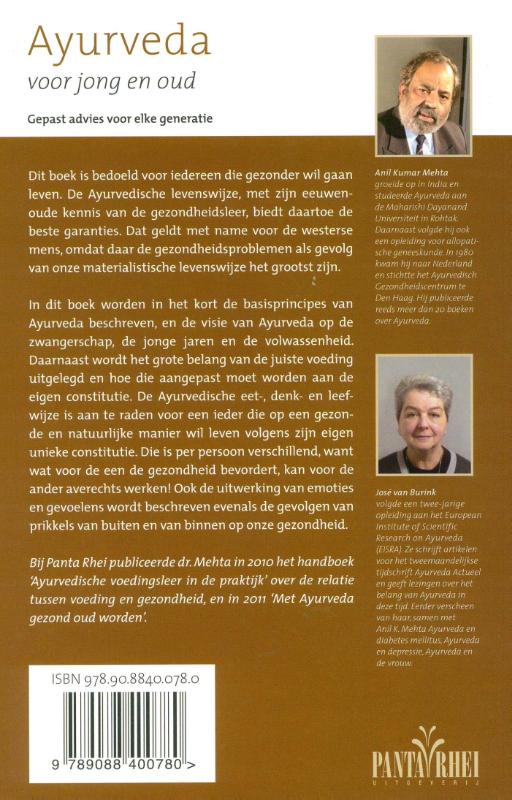Achterkant van Ayurveda voor jong en oud