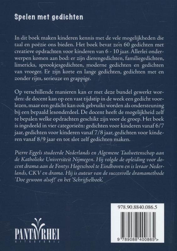 Achterkant van Spelen met gedichten