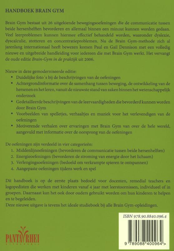 Achterkant van Handboek brain gym