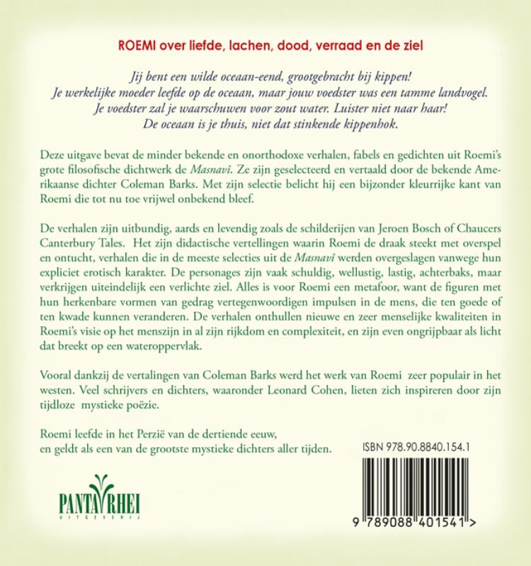 Achterkant van Roemi over liefde, lachen, dood, verraad en de ziel