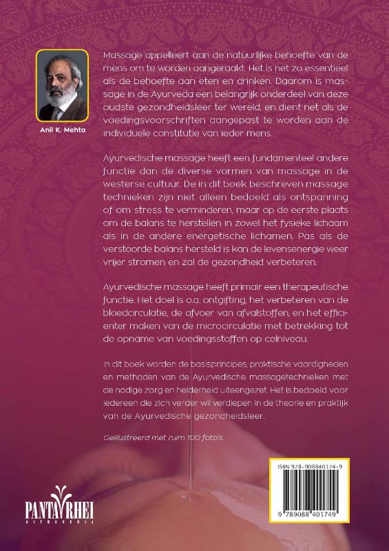 Achterkant van Handboek Ayurvedische massage