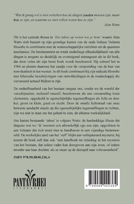 Achterkant van Het taboe op weten wie je bent