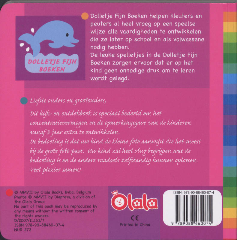 Achterkant van Raadselplaatjes met dieren
