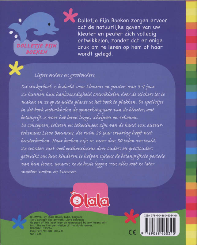Achterkant van Leerspelletjes kleuters stickerboek