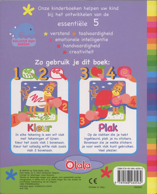 Achterkant van Eerste speelboek kleuren en plakken