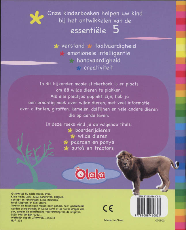Achterkant van Wilde dieren stickerboek