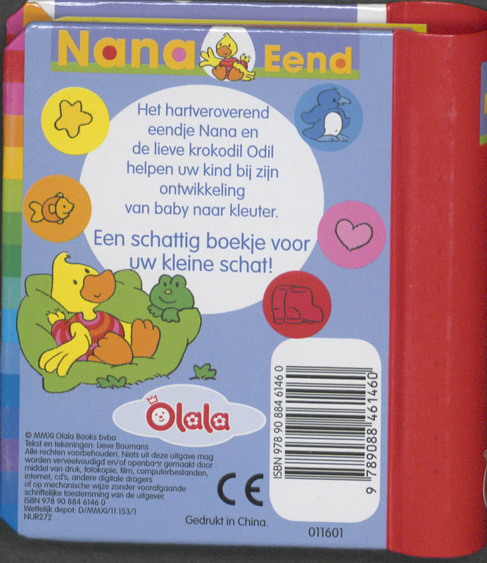 Achterkant van Nana eend kent de kleuren