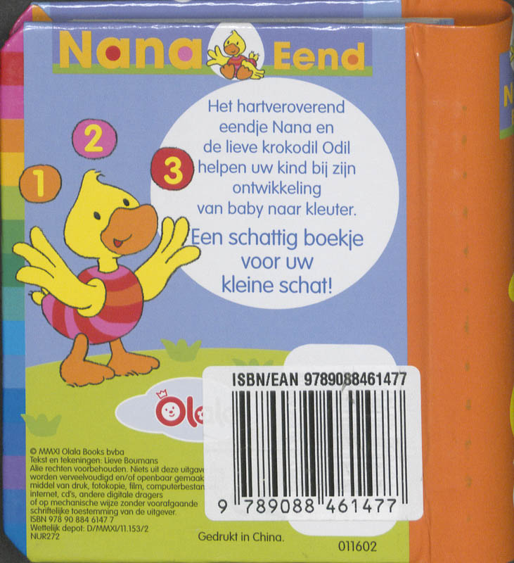 Achterkant van Nana eend telt van 1 tot 10