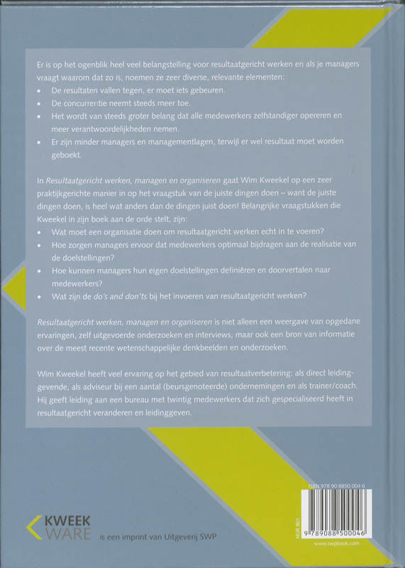 Achterkant van Resultaatgericht werken, managen en organiseren