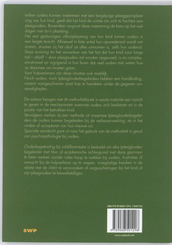 Achterkant van Methodiekboek ouder begeleiding bij roldifferentiatie