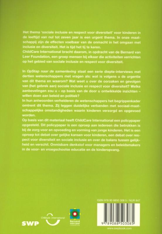 Achterkant van Opstap naar de samenleving