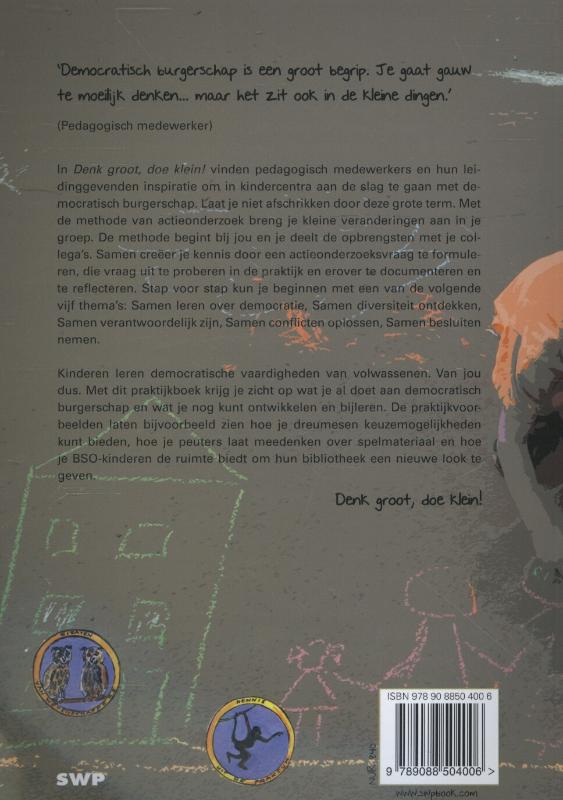 Achterkant van Denk groot, doe klein