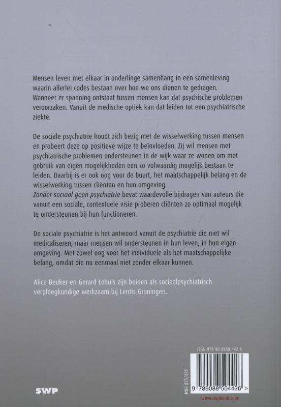 Achterkant van Zonder sociaal geen psychiatrie