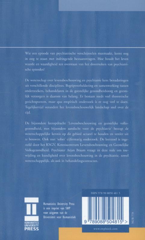 Achterkant van Levensbeschouwing en psychiatrie: christuswaan of chi-kwadraat?