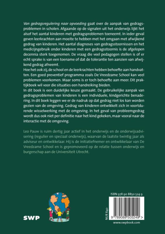 Achterkant van Van gedragsregulering naar opvoeding