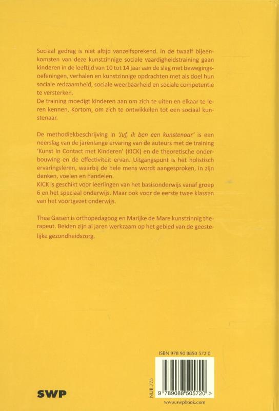 Achterkant van Juf, ik ben een kunstenaar