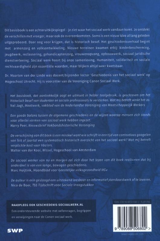 Achterkant van Basisboek geschiedenis sociaal werk in Nederland