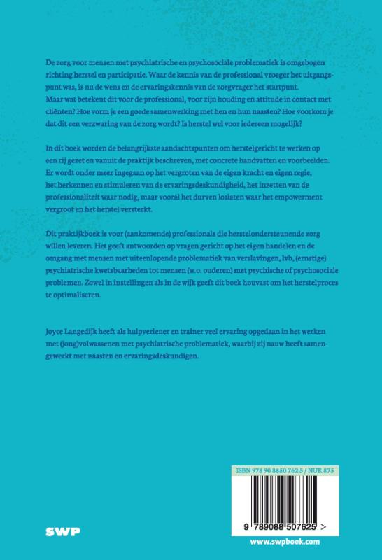 Achterkant van Praktijkboek herstelondersteunende zorg
