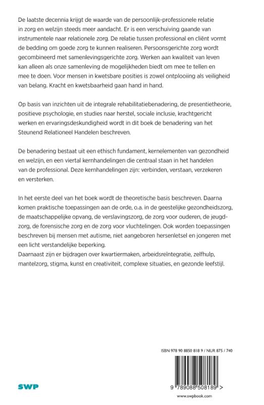 Achterkant van Handboek steunend relationeel handelen