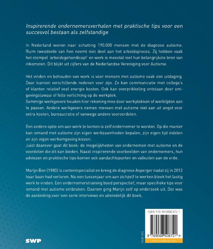 Achterkant van Ondernemen(d) met autisme