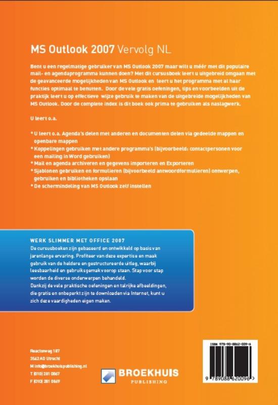 Achterkant van MS Outlook 2007 Vervolg NL