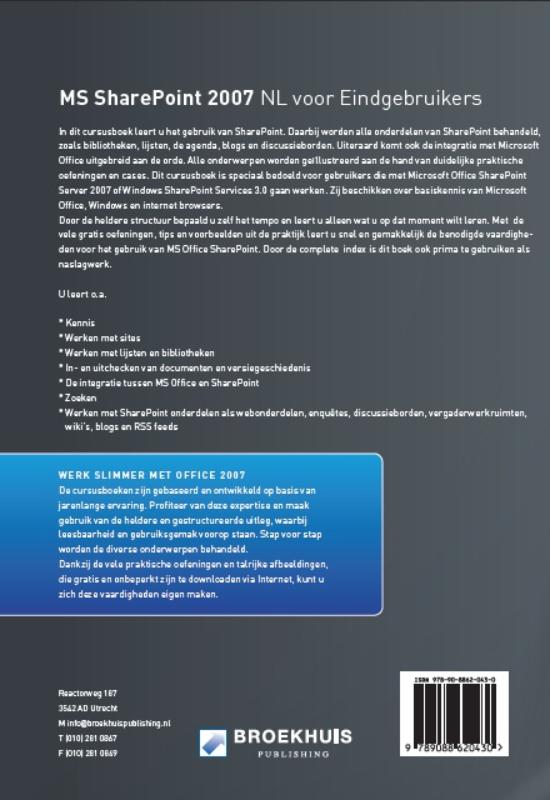 Achterkant van MS Office SharePoint 2007 NL eindgebruikers
