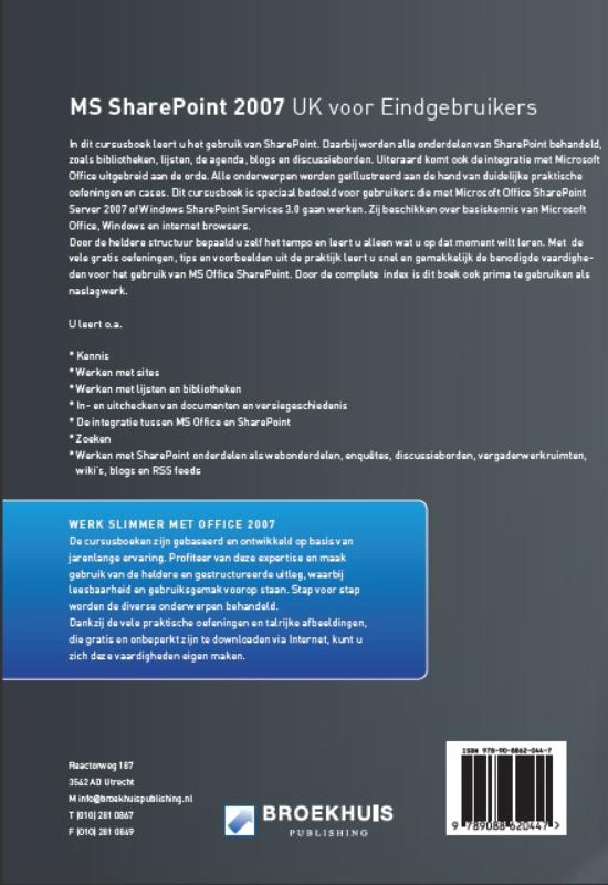 Achterkant van MS Office SharePoint 2007 UK Eindgebruikers