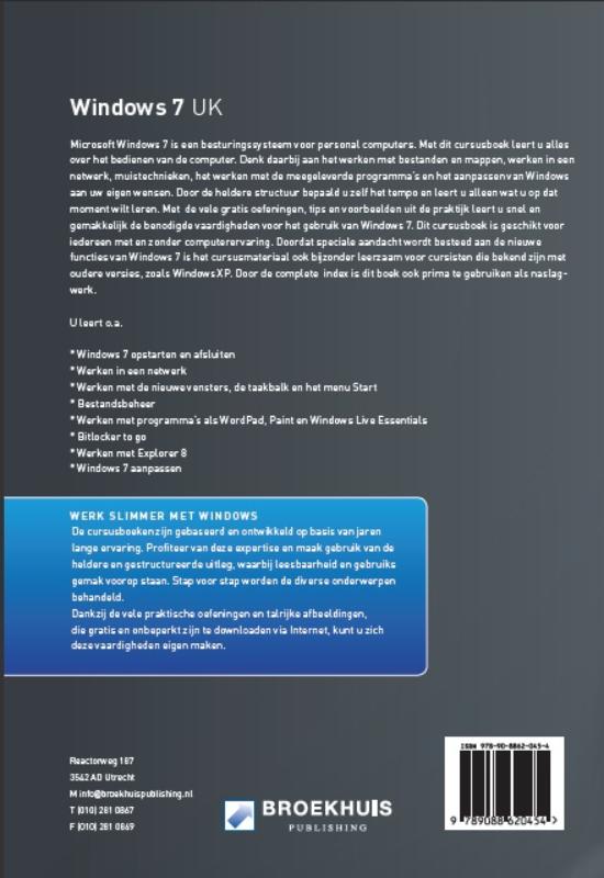 Achterkant van MS Windows 7 UK