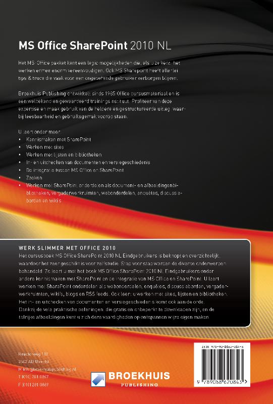 Achterkant van SharePoint 2010 voor eindgebruikers NL