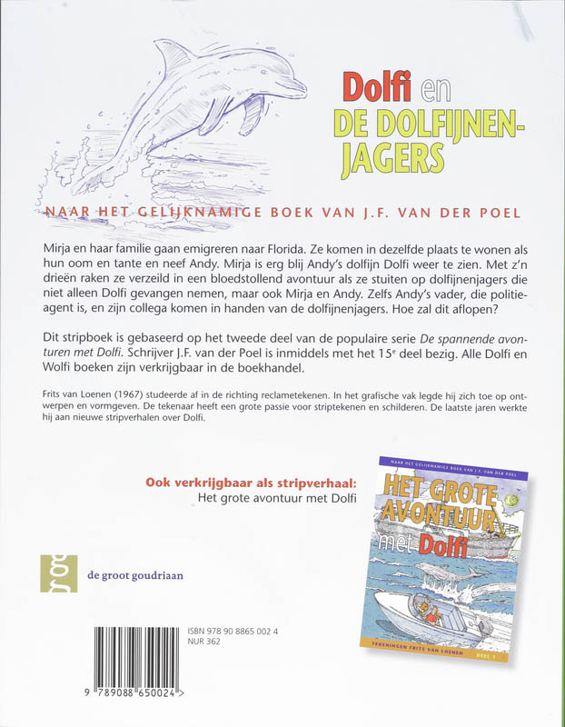 Achterkant van Dolfi en de dolfijnenjagers