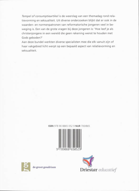 Achterkant van Tempel of consumptieartikel