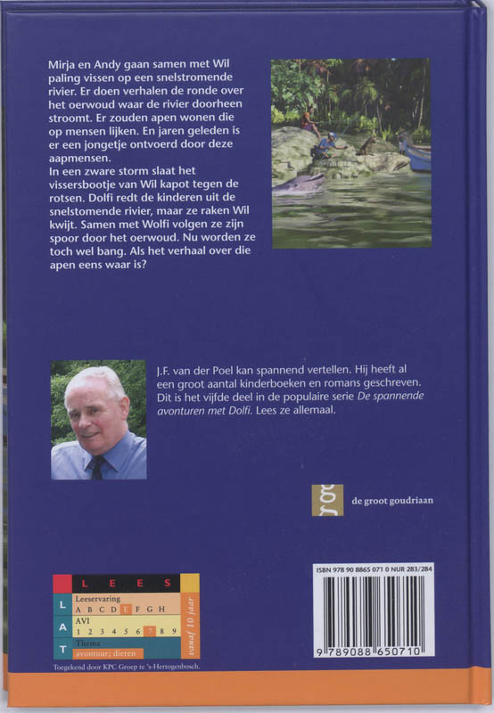 Achterkant van Dolfi, Wolfi en de vreemde apen