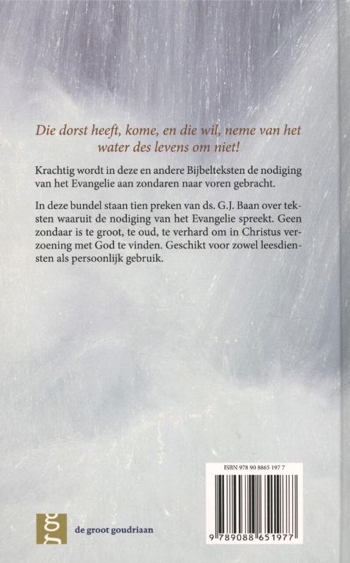 Achterkant van Die dorst heeft, kome
