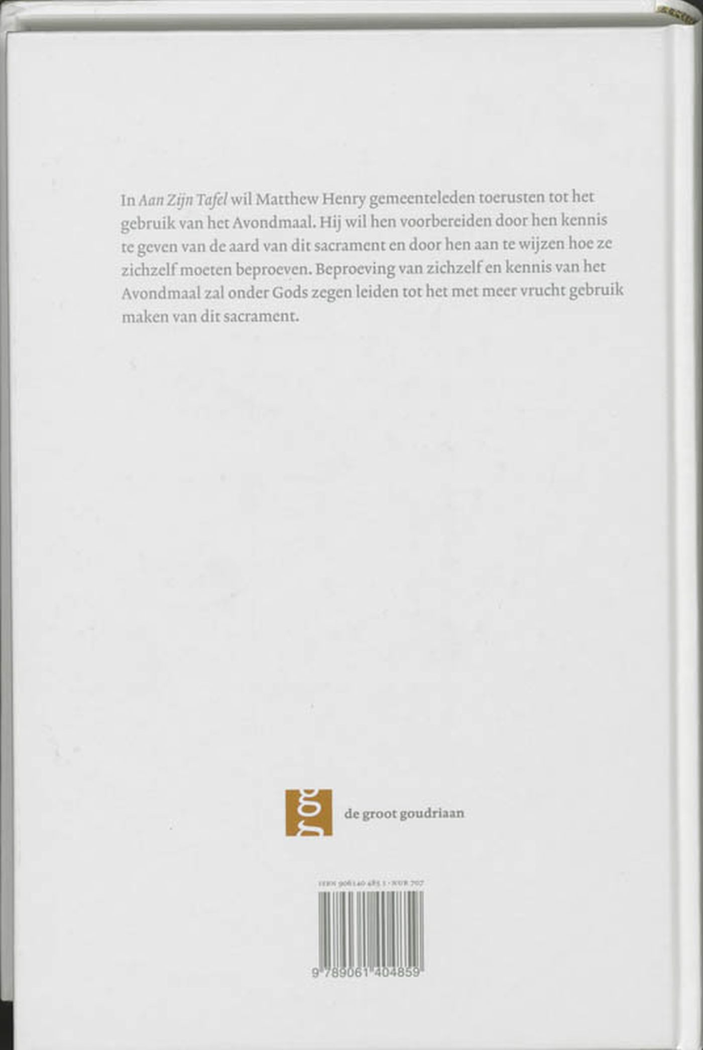Achterkant van Aan Zijn tafel