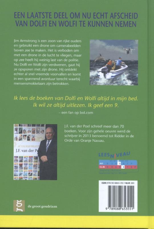 Achterkant van Dolfi, Wolfi en de speurtocht met de drone