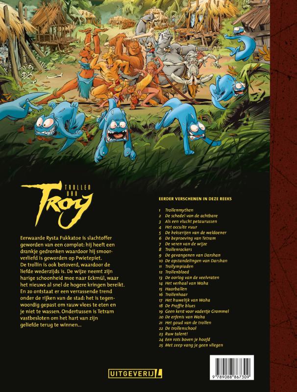Achterkant van Trollen van Troy 25 Met zeep vang je geen vliegen