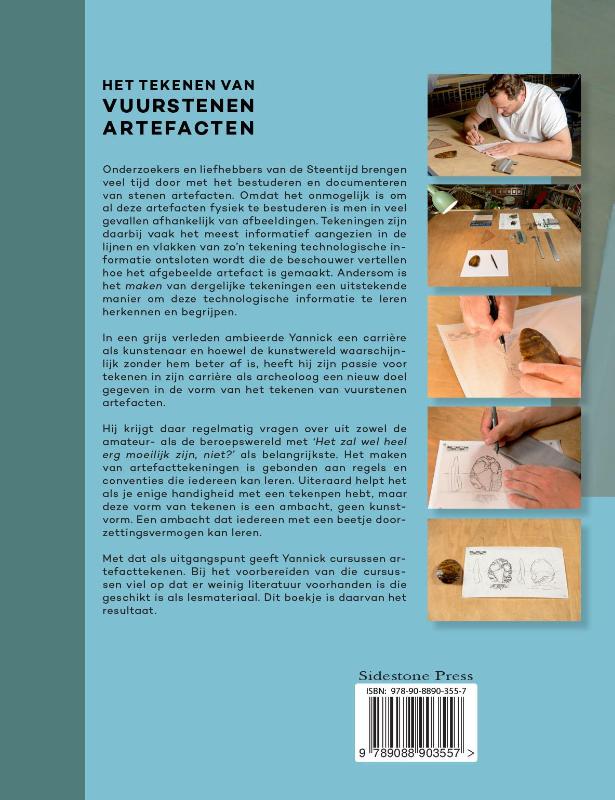Achterkant van Het tekenen van vuurstenen artefacten
