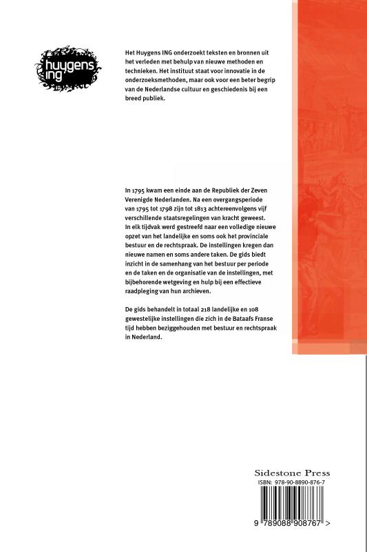 Achterkant van Onderzoeksgids Bestuur en administratie van de Bataafs Franse tijd 1795-1813