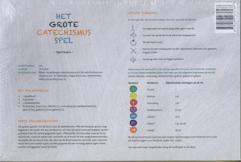 Achterkant van Het grote catechismus spel