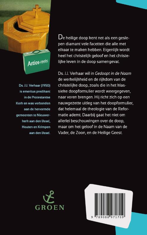 Achterkant van Gedoopt in de Naam