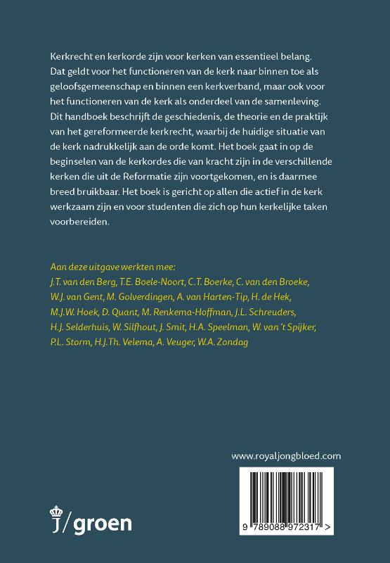Achterkant van Handboek Gereformeerd Kerkrecht