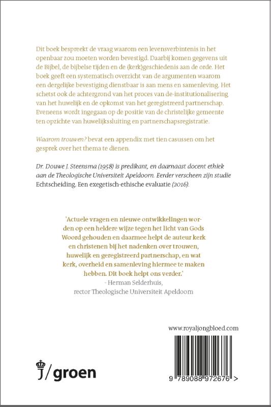 Achterkant van Waarom trouwen?