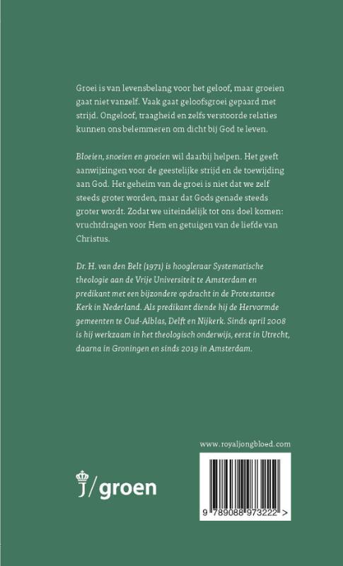 Achterkant van Bloeien, snoeien en groeien